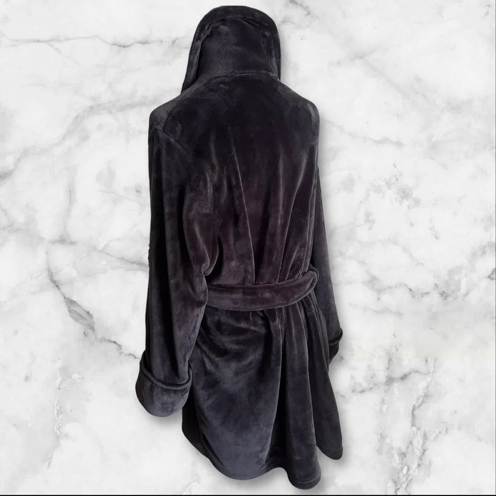 Black Ultra Soft Short Robe - Picture 2 of 5